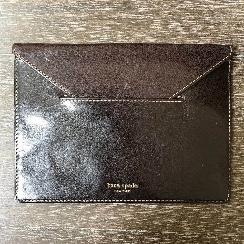 Kate Spade chocolate brown leather clutch envelope